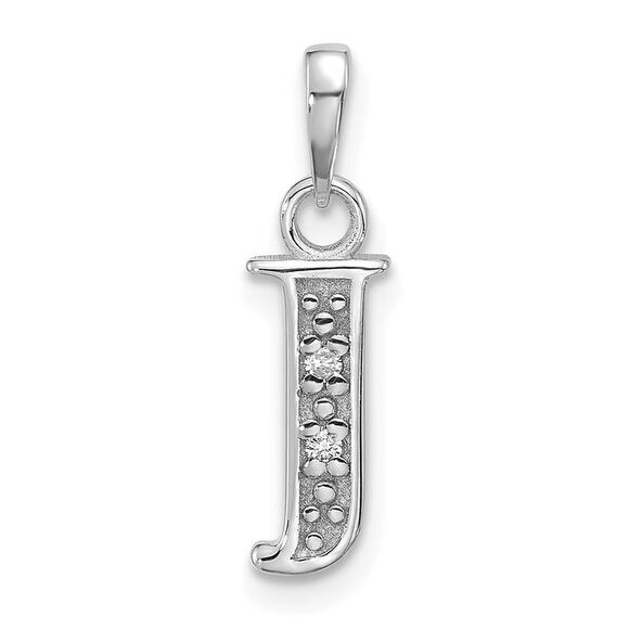 Kazi Luxury 14K White Gold Diamond Letter J Initial Pendant